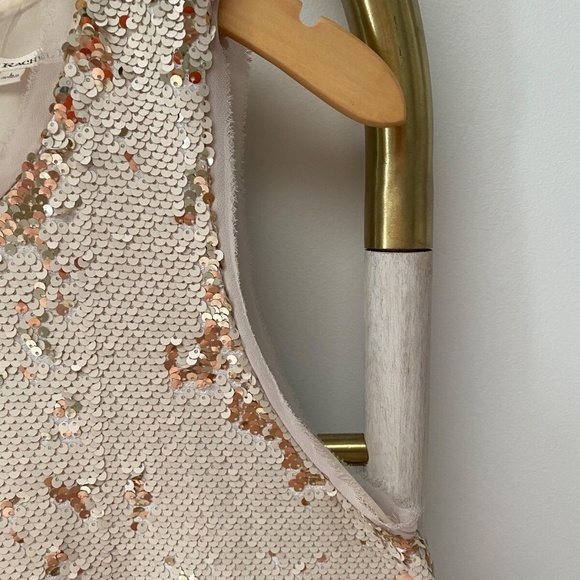 Rachel Roy Women’s Party Sequins Sleeveless Pockets Gold Beige Dress Size L - Picture 15 of 15